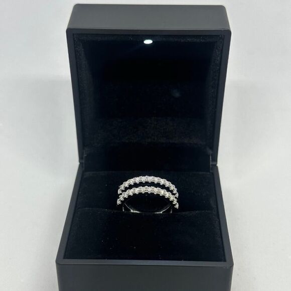 Moissanite Diamond Wedding Ring Enhancer GRA Double Row Band Brilliant Size 8 - Picture 2 of 12